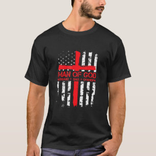 Mann Gottes Ehemann Vater Grandpa Usa Flagge Jesus T-Shirt