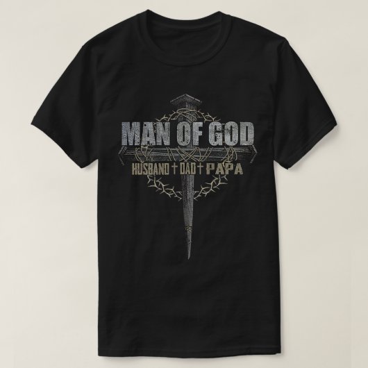 Mann Gottes Ehemann Vater Papa Christlicher Kreuzv T-Shirt (Design vorne)