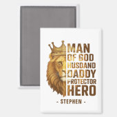 Mann Gottes Löwenkronendesign - Mann, Papa Magnet (Vorderseite/Rückseite)