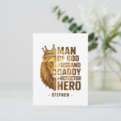 Mann Gottes Löwenkronendesign - Mann, Papa Postkarte (Stehend Vorderseite)
