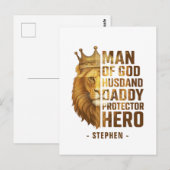 Mann Gottes Löwenkronendesign - Mann, Papa Postkarte (Vorne/Hinten)