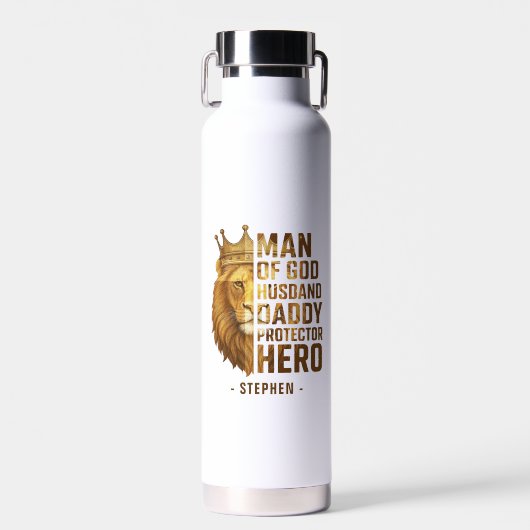 Mann Gottes Löwenkronendesign - Mann, Papa Trinkflasche (Vorne)