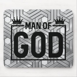 Mann Gottes Metallic Schwarz und Silber Mauspad