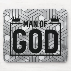Mann Gottes Metallic Schwarz und Silber Mauspad