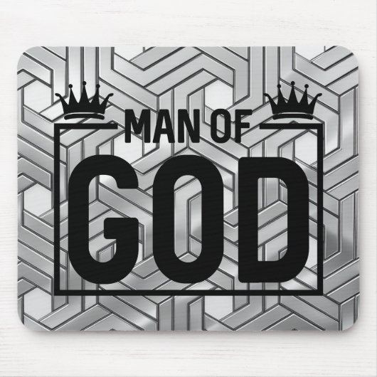 Mann Gottes Metallic Schwarz und Silber Mauspad (Vorne)