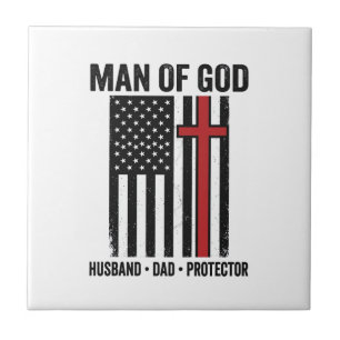Mann Gottes Patriotisches Kreuz Christliches T-Shi Fliese