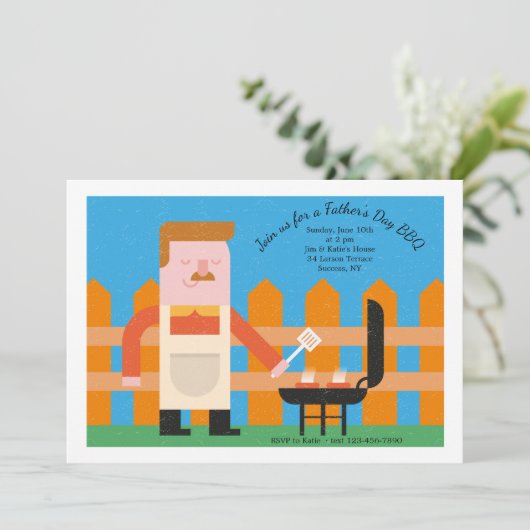 Mann-grillende Einladung (Stehend Vorderseite)