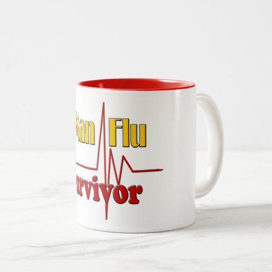 Mann-Grippe-Überlebend-Thema Zweifarbige Tasse (VorderseiteRechts)
