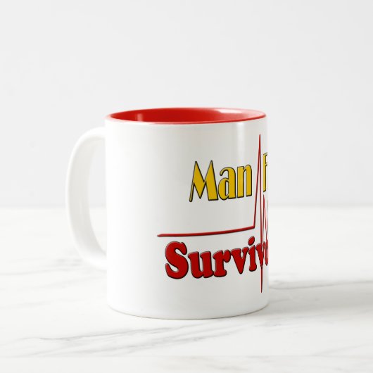 Mann-Grippe-Überlebend-Thema Zweifarbige Tasse (Vorderseite Links)