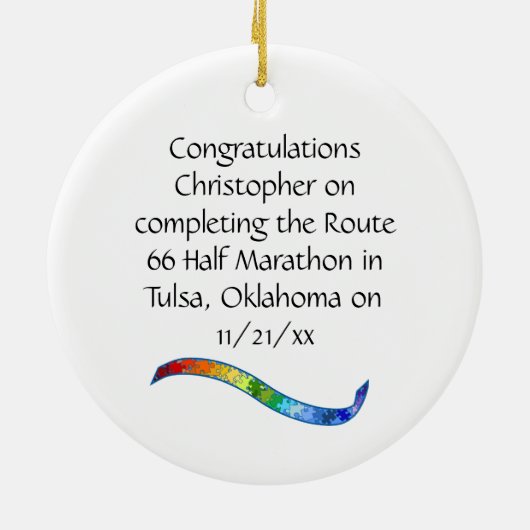 Mann Half Marathon Runner Puzzle Rainbow Ornament (Hinten)