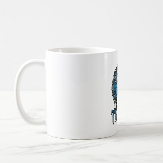 Mann hinter Maske Halloween Spukhaus Hexe_1 Kaffeetasse (Links)