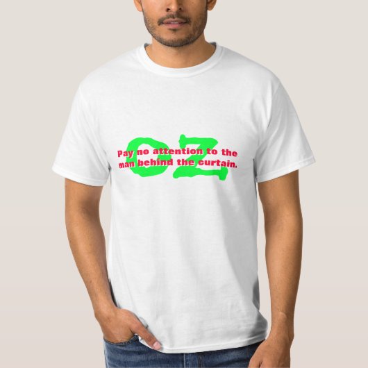 Mann hinter Vorhang. Unze T-Shirt (Vorderseite)