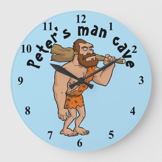 Mann-Höhle personalisiert Große Wanduhr (Vorderseite)