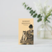 Mann Hund Vintag Visitenkarte (Stehend Vorderseite)