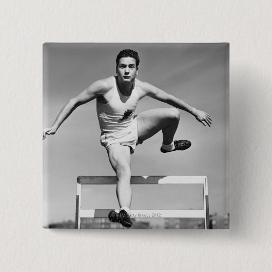 Mann Hurdling Button (Vorderseite)