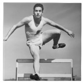 Mann Hurdling Fliese (Vorderseite)