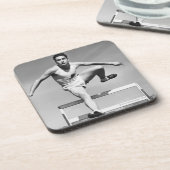 Mann Hurdling Untersetzer (Linke Seite)