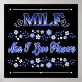 Mann I Liebe Blume Blauer Text Poster (Vorne)