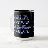 Mann I Liebe Blume Blauer Text Zweifarbige Tasse (Vorderseite Links)