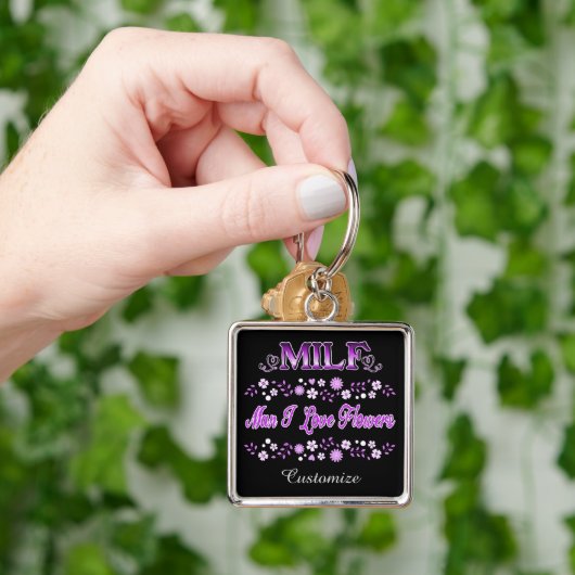 Mann I Liebe Blume Rosa Text Schlüsselanhänger (Hand)