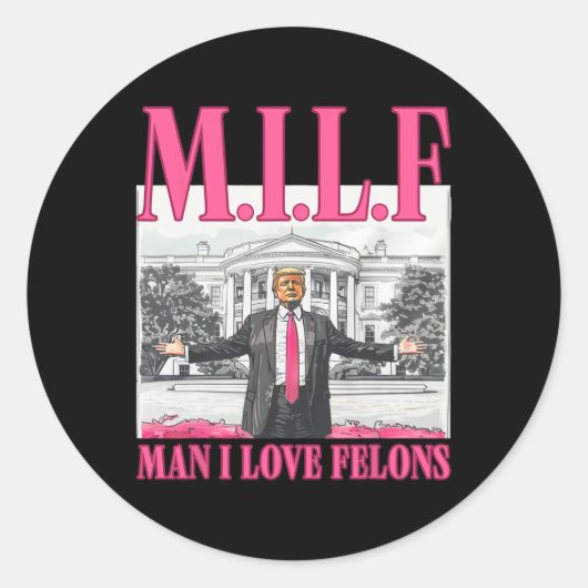 Mann I Liebe Felons Donald Trump Pink Funny 2024 E Runder Aufkleber (Vorderseite)