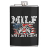 Mann I Liebe Fischen Vinyl-Wrapped Flask Flachmann (Vorderseite)