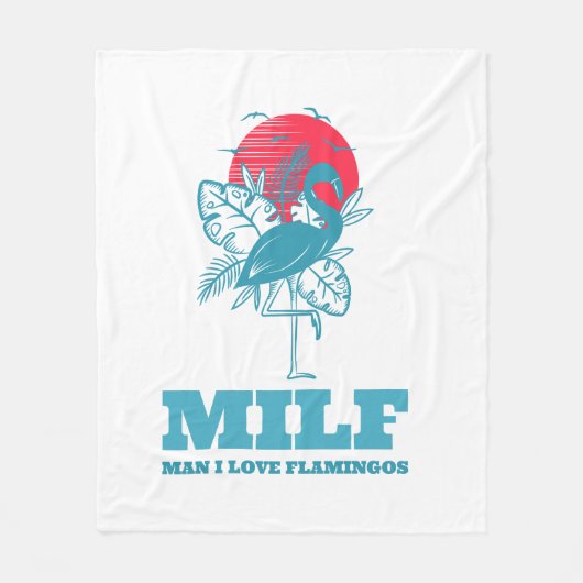 Mann I Liebe Flamingos Fleecedecke (Vorderseite)