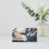 Mann im Anzug Fahren Luxusfahrzeug Visitenkarte (Stehend Vorderseite)