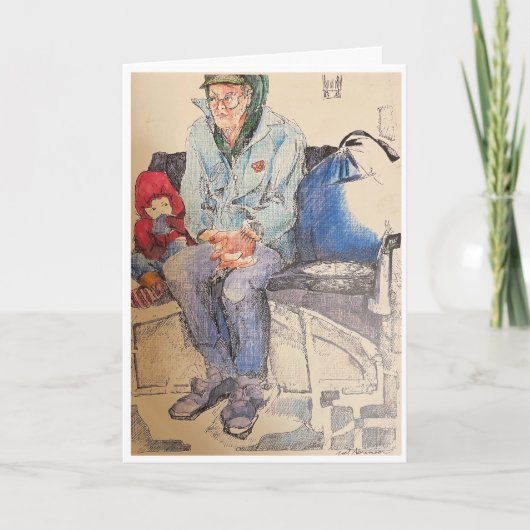 Mann im Bus Karte (Vorderseite)