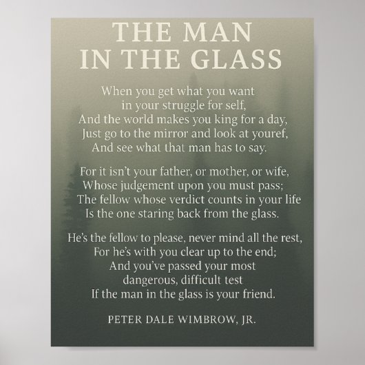 Mann im Glas - Inspirationsquelle für Zitate Poster (Vorne)