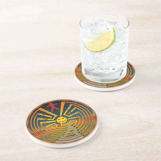 Mann im Labyrinth Getränkeuntersetzer (Seite)