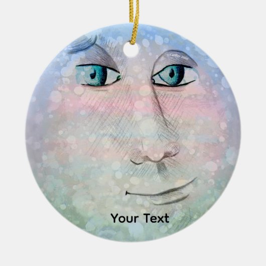 Mann im Mond Keramik Ornament (Vorne)