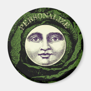 Mann im Mond Vintage-Kohlkopf Magnet