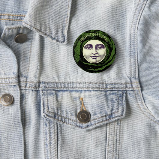 Mann im Mond Vintager Kohlkopf Button (Beispiel)