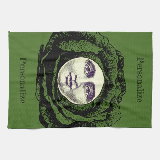 Mann im Mond Vintager Kohlkopf Geschirrtuch (Horizontal)