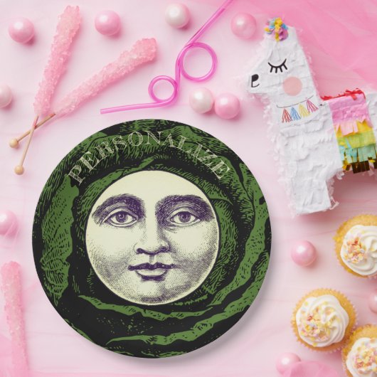 Mann im Mond Vintager Kohlkopf Pappteller (Party)