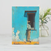 Mann im Schatten - Eine rustikale kubanische Szene Einladung (Stehend Vorderseite)