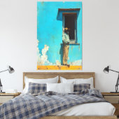 Mann im Schatten - Eine rustikale kubanische Szene Leinwanddruck (Insitu (Schlafzimmer))