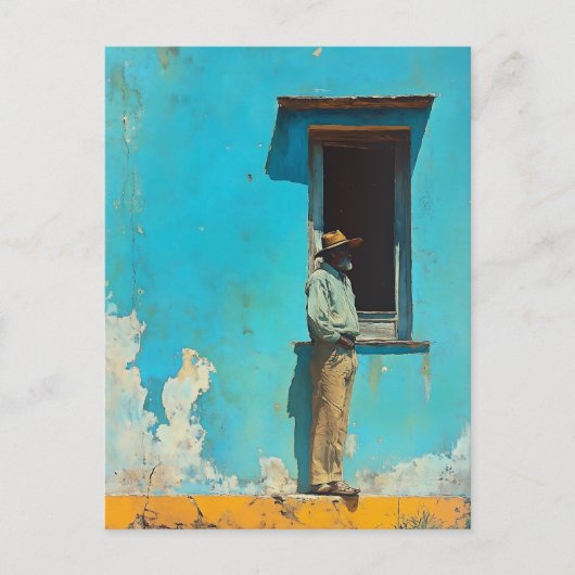 Mann im Schatten - Eine rustikale kubanische Szene Postkarte (Vorderseite)