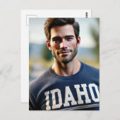 Mann im Shirt von Idaho Postkarte (Vorne/Hinten)
