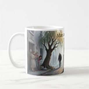 Mann im Spiegel-Straßen-Erwachen-Kunstbecher Kaffeetasse