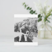 Mann in Boat Postkarte (Stehend Vorderseite)