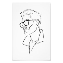 Mann in Brille Zeichnend Poster Print