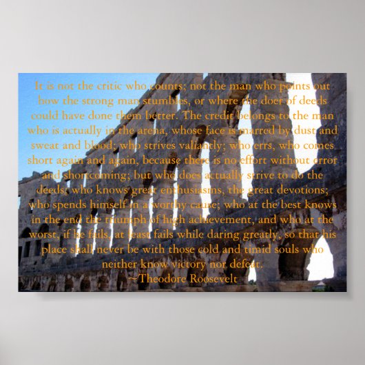 Mann in der Arena von Theodore Roosevelt Poster (Vorne)