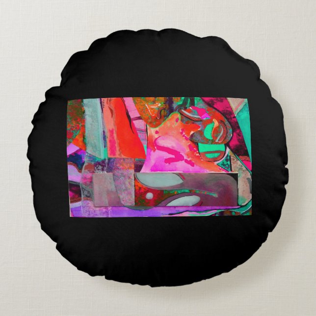 Mann in der Hutrunde Rundes Kissen (Vorderseite)