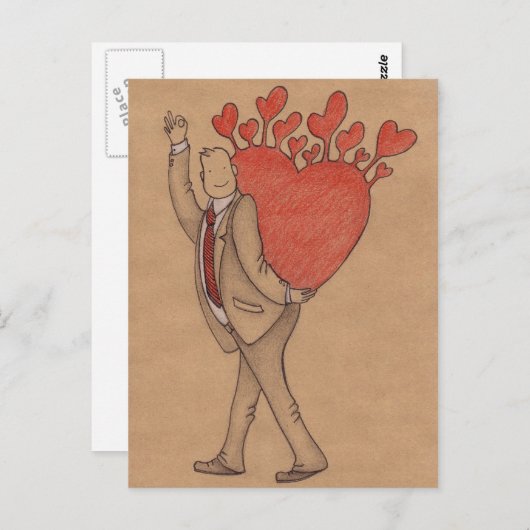 Mann in der Liebe Postkarte (Vorne/Hinten)