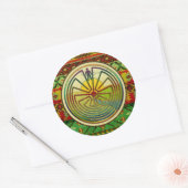 MANN IN DER MAZE-Landschaft + Ihr Hintergrund Runder Aufkleber (Umschlag)