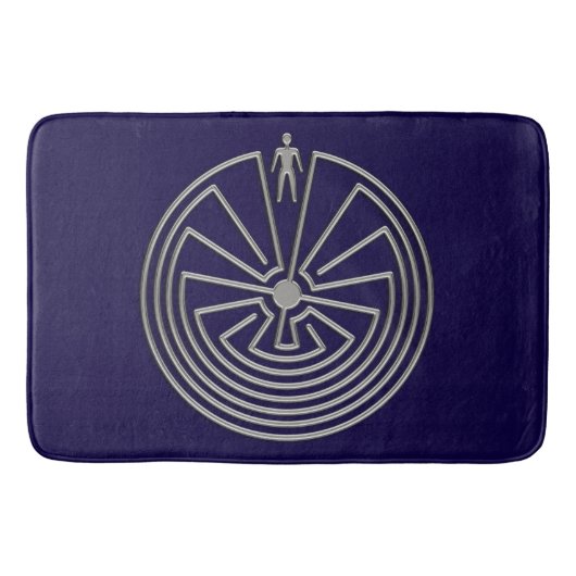 MANN IN DER MAZE Silber + Ihr Hintergrund Badematte (Vorderseite)