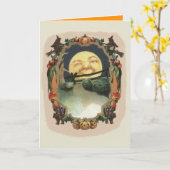 Mann in der Mond-Kürbislaterne-Hexe Karte (Gelbe Blume)