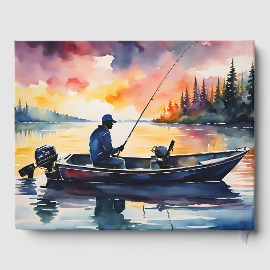 Mann in einem Fischerboot an der Seepromenade Gästebuch (Rückseite)